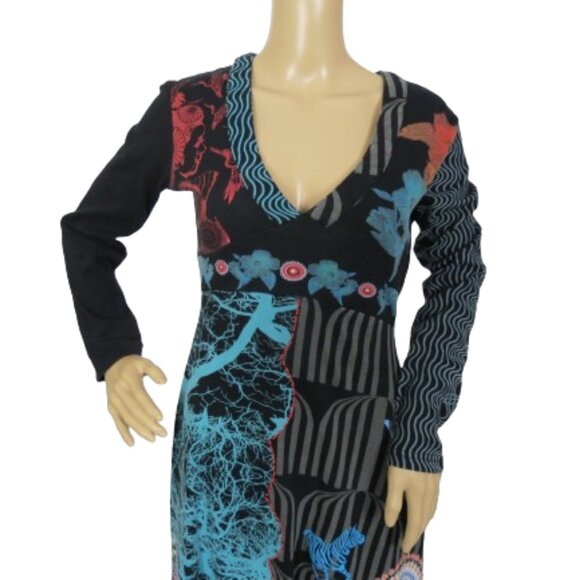 Desigual Long Sleeve Graphic Text Print Dress - Picture 5 of 9